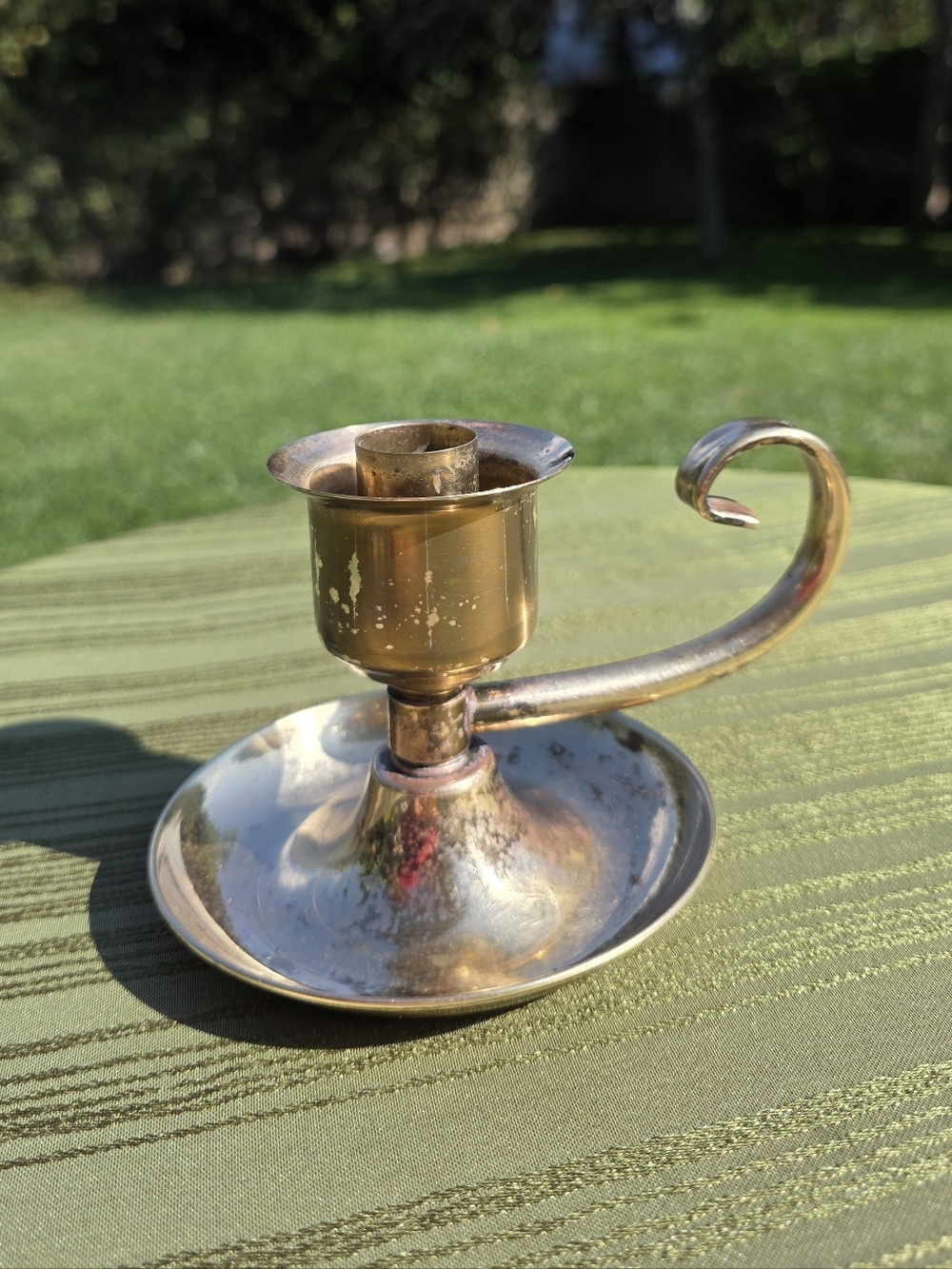 Vintage Brass Chamberstick Candle Holder - Gold Tone